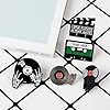 Seully 8 Pieces Enamel Brooch Pins,Cartoon Tape Corsage Pins,Gramophone/Vinyl Record/Skull Brooch,Pin for Children Women Fashion Collar Badge Clothing Bags Jackets Decor #5