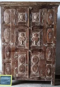 KARNI HANDICRAFTS Solid Wooden Small Wardrobe | Almirah with Door & Shelf Storage for Living Room, Bedroom, Hotel & Home, Brown, (136 x 61 x 183 CM)
