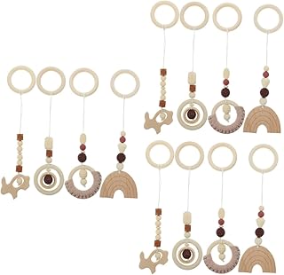 Abaodam 12Pçs Brinquedos De Rack De Ginástica Para Bebês Brinquedos De Ginástica Pendurados Em Madeira Para Bebês Brinquedos De Madeira Para Carrinho De Bebê Brinquedos Pendurados Em