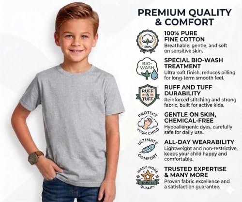 Image of Double F Branded Cotton Bio wash Round Neck Half Sleeve Solid T-Shirt for Boys and Baby