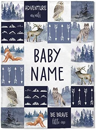 FLOCHIL Personalized Baby Blankets, Custom Baby Blanket - Baby Blanket with Name for Boy, Best Gift for Baby, Newborn Deer Plush Fleece (30x40)