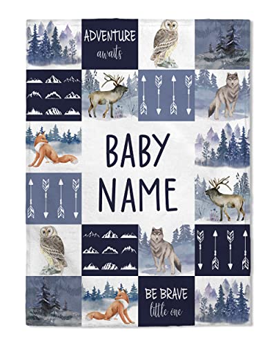 Flochil Personalized Baby Blankets, Custom Baby Blanket - Baby Blanket With Name For Boy, Best Gift For Baby, Newborn Deer Plush Fleece (30X40) #TOP4