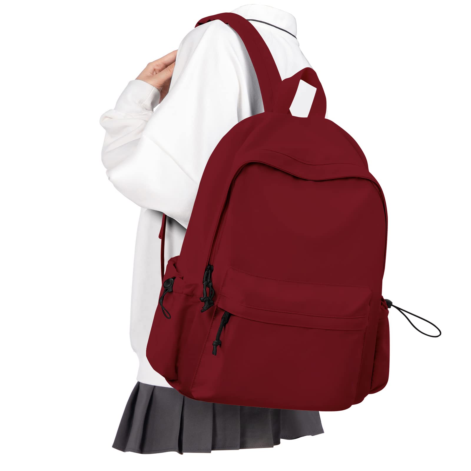 VECAVESchool Backpack Red Waterproof Bookbag Casual Lightweight Travel Rucksack Daypack Backpacks for Men Women College High School Bags backpack for Boys Girls Teens