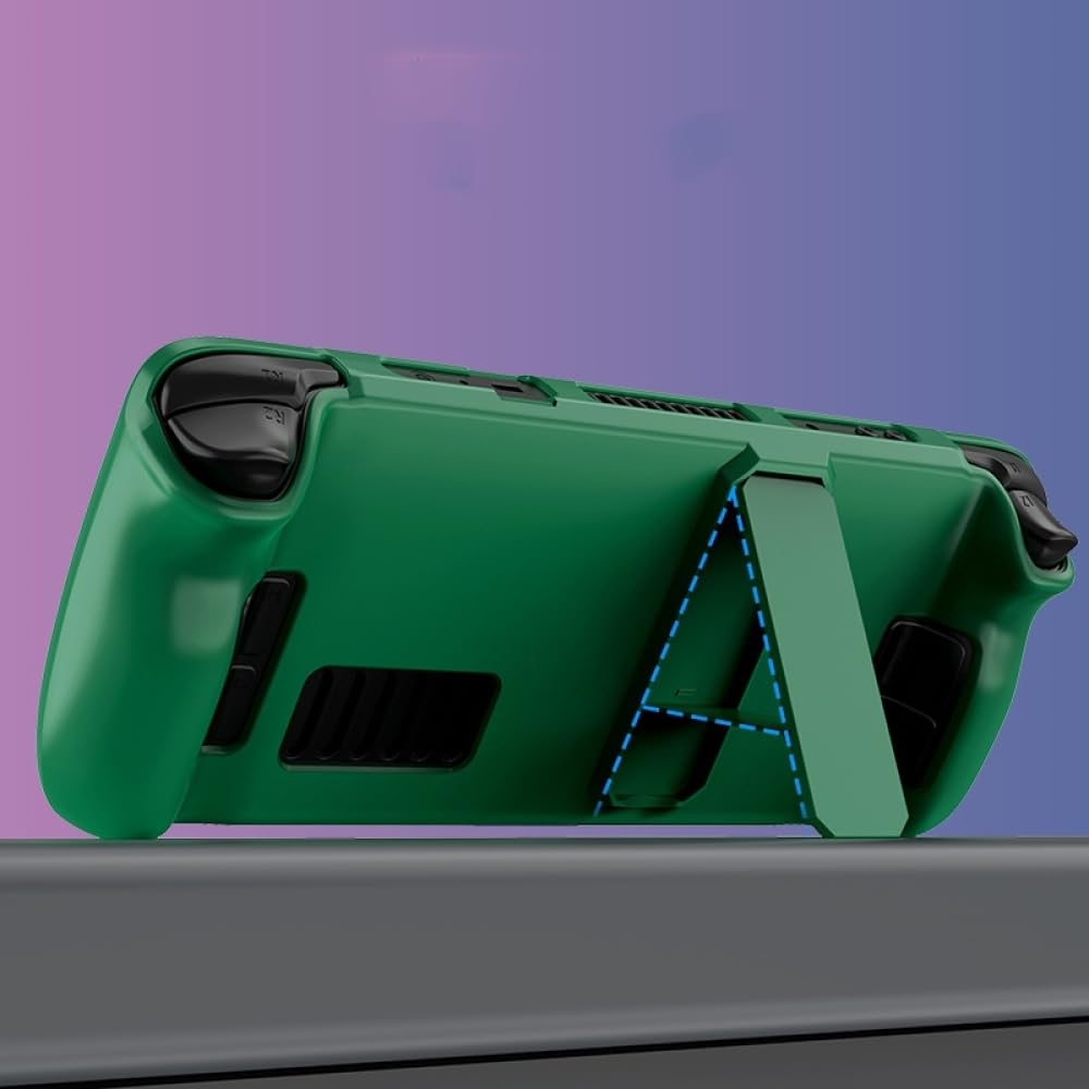 Custodia protettiva per Steam Deck, custodia protettiva colorata delicata sulla pelle, materiale PC custodia protettiva con supporto accessori per console di gioco (verde