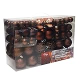 Wohaga Weihnachtskugel-Set Christbaumkugeln Baumschmuck Weihnachtsbaumschmuck Baumkugeln, Farbe:Braun, Größe:100