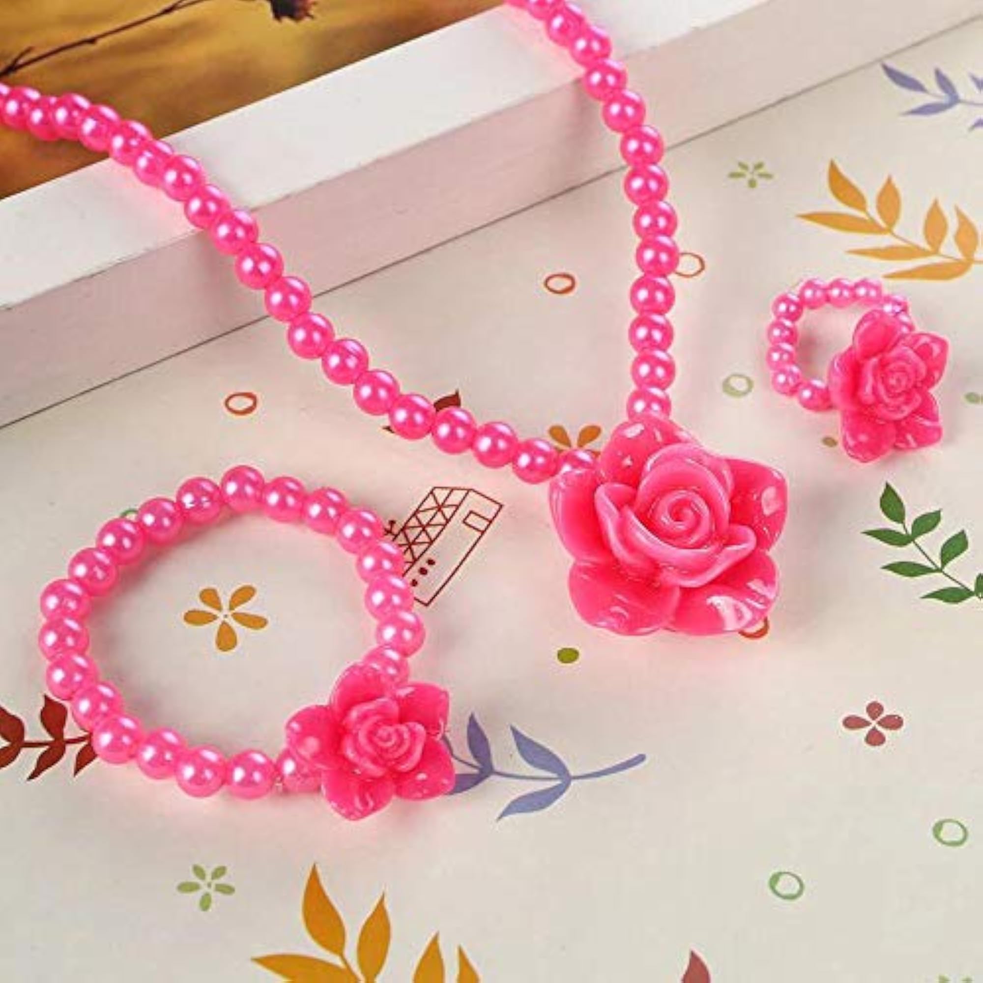 Pearl Pendant Necklace Bracelet Ring Set (10085s)