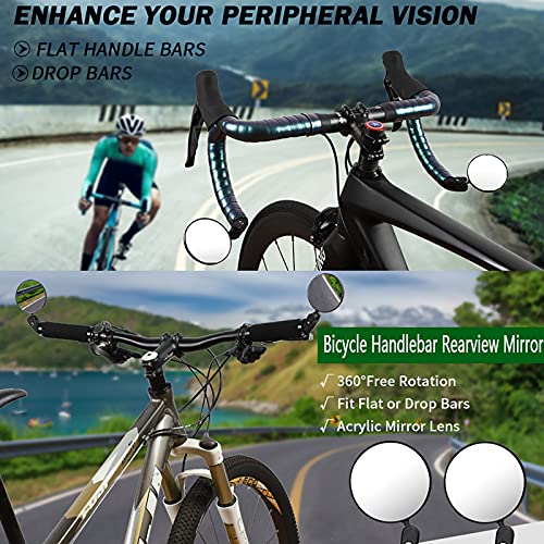 Bike Mirrors 2Pcs Bar End Bicycle Mirrors For Handlebars Bicycle Cycling Rear View Mirrors, Safe Rearview Mirror With A Bike Mirror For Mountain Road Bike Bicycle #TOP6