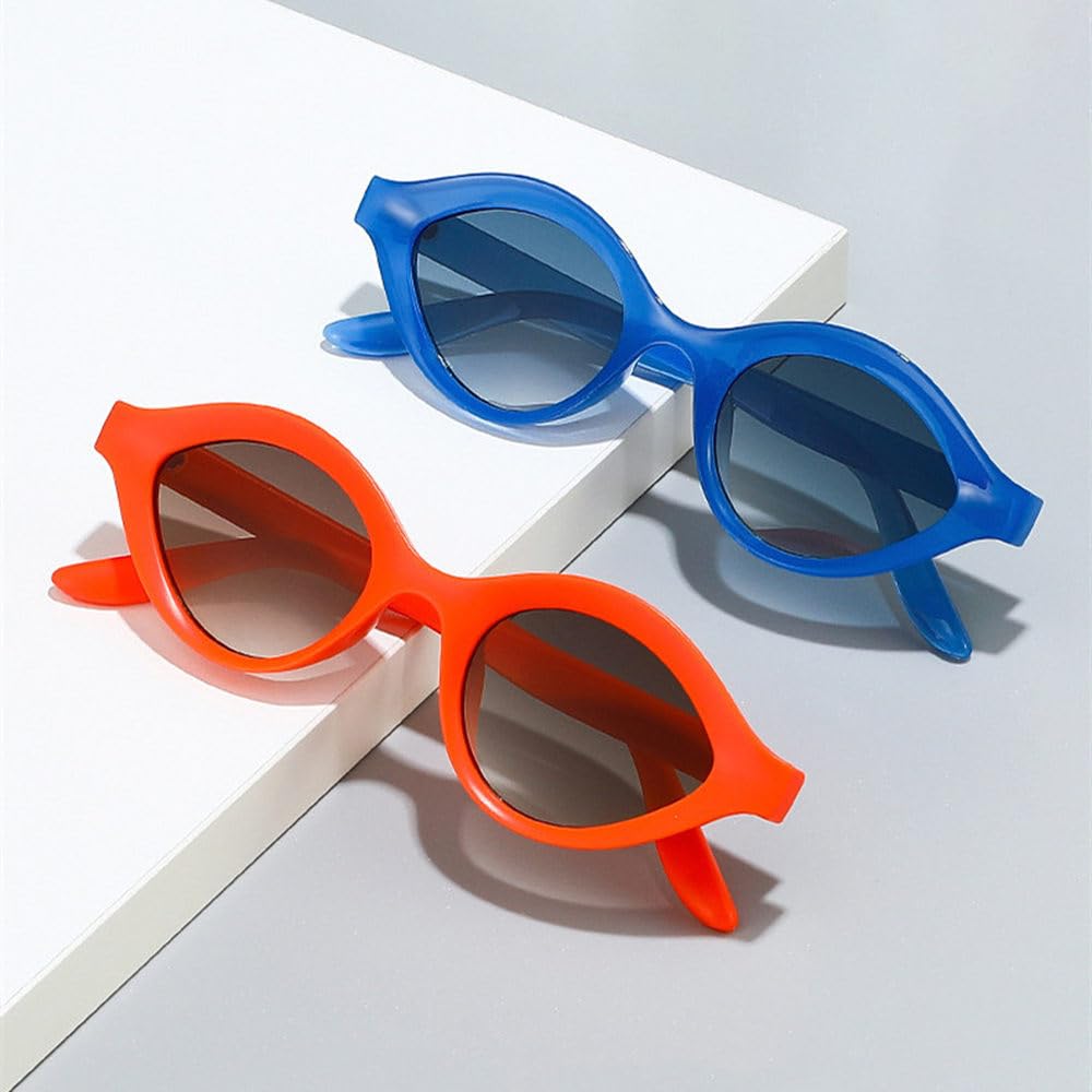Retro małe kocie oko galaretki kolorowe okulary przeciwsłoneczne moda gradientowe UV400 mężczyźni punkowe owalne okulary przeciwsłoneczne