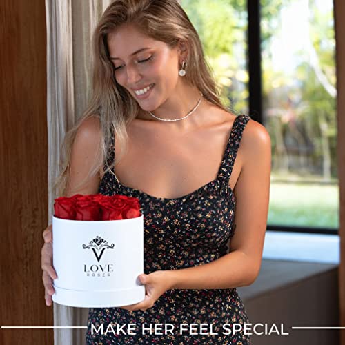 Vlove® Forever Preserved Roses In A Box | Real Roses That Last Over A Year | Gift Ready Long Lasting Roses | Handmade Preserved Rose Flowers Box | Valentines Mothers Day Gifts For Her | White Box Of Roses: 12 Red #TOP4