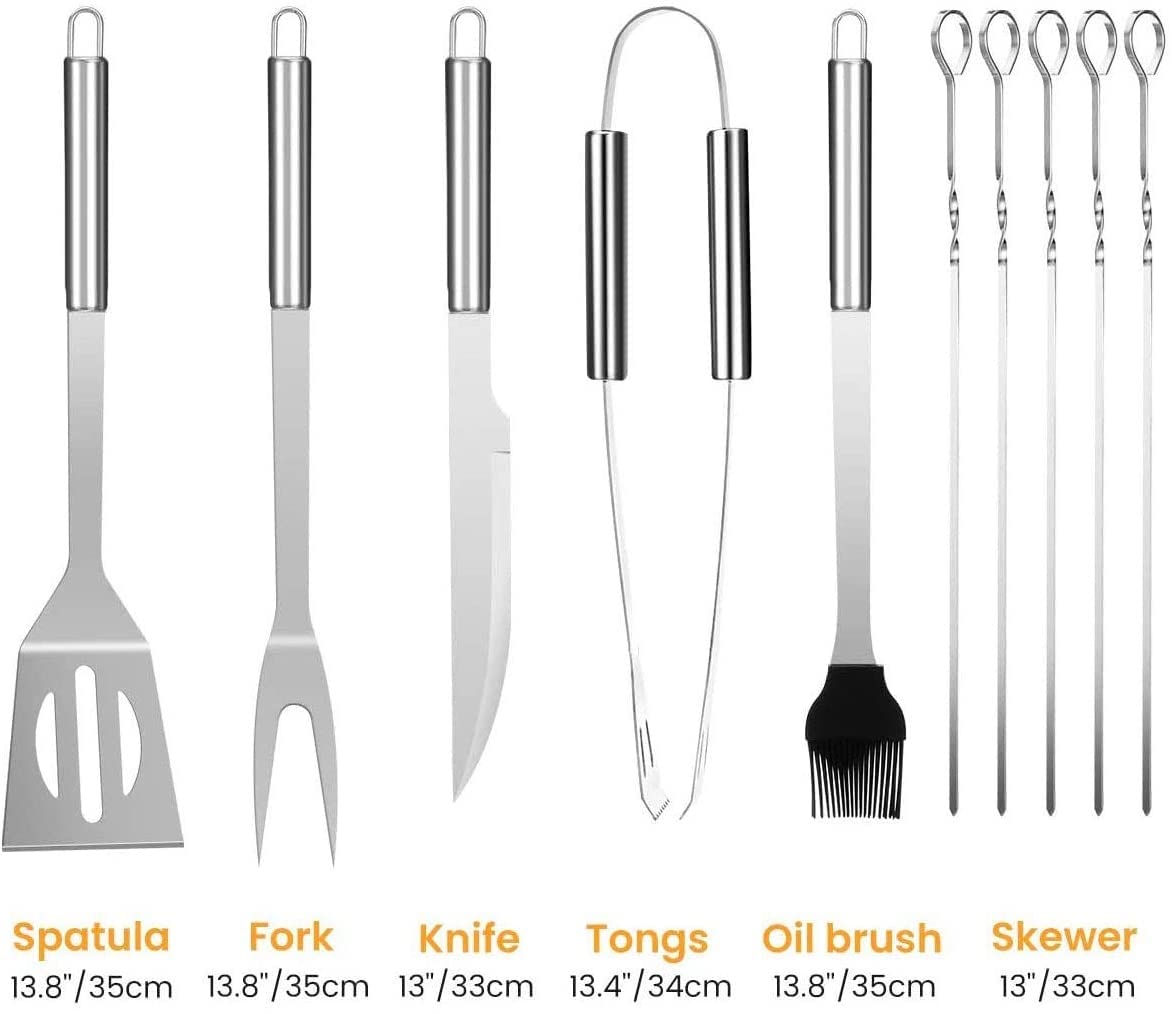 10 Pezzi Home. BBQ. Set di Strumenti for griglia in Acciaio Inox Barbecue Accessori for Barbecue Kit Utensili in Caso Portatile