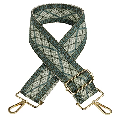 Sangle de Sac à Main, Stouchi Bandoulière de Sac Réglable,Large de Rechange 5CM, Bandoulière 75-135cm pour Sac à Bandoulière,Sac Fourre-Tout,Sac de Messager, Motif Tressé Double Face,Vert Cover
