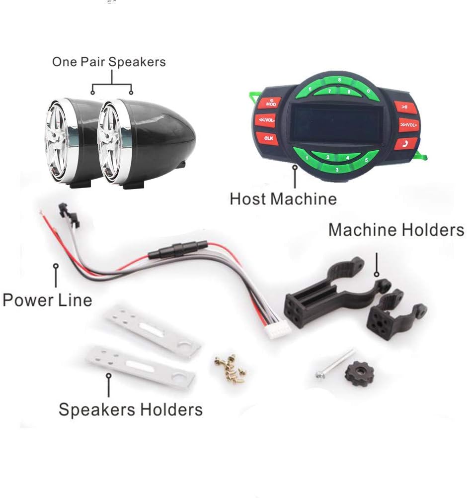 XYC UTV ATV Bluetooth Amplifier Sound System Hand-Free Speakers FM USB Audio System Stereo 3.5 Inch Speakers 12V Motorcycle Waterproof Audio FM Radio Stereo Speaker (Silver&Black)