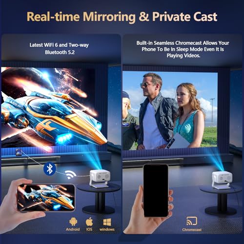 Image of [3500-Ultra Bright /Official Apps Downloads /65W Dolby Audio /4K Support] Smart Outdoor Projector with WiFi and Bluetooth, Auto Focus, All-in-One Streaming Apps Proyector, 2026 Upgraded from Grey Model