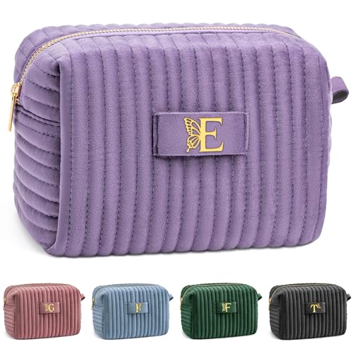 Image of COSHAYSOO Unique Cool New Mom Gifts First Time Mommy to be Initial Cosmetic Bags Makeup Travel Case, Practical Mothers Teachers Nurse Week Day Gift Ideas Fashion Womens Beauty Accessories Letter E