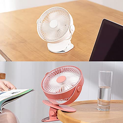 Sdeter 5 Speeds Portable Desk Fan,Rechargeable Battery Operated Table Clip Fan With Led Light And Timing Function,360° Rotation Personal Usb Small Fan For Outdoor Camping Golf Cart Indoor Gym Treadmill Office-White #TOP6