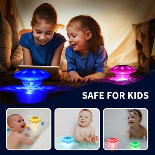 TEPENAR Schwimmende Poolleuchte 7 Modi IP68 – Wiederaufladbare Disco & Spa-Beleuchtung für Schwimmbecken, Whirlpools, Aquarien, Gartenteiche – Wasserdichte LED-Deko für Outdoor-Partys (1Stk)