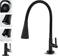 Torneira Gourmet Cozinha de Bancada Flexível Preta Fosca - Rosca 3/4 Polegada, 2 Jatos (Ducha e Arejado), ABS com Base Metalizada, Comando 1/4 de Volta