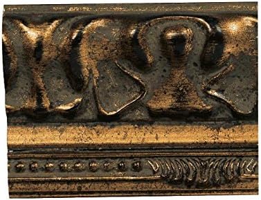 Picture Frame Moulding (Wood) 100ft Bundle - Ornate Antique Gold Finish - 2.5" Width - 3/8" Rabbet Depth