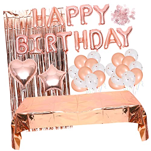 Hemobllo Globos para Cumpleaños con Decoración Temática de Fiesta Incluye Globos Decorativos y Mantel Rosa Dorado Suministros para Celebraciones Interiores y Exteriores para Fiestas de