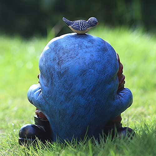 Hosnner Halloween Decoration Garden Gnome Statue - Resin Funny Garden Bird Welcome Figurines For Outdoor Patio, Lawn, Yard Art Decoration Winter Christmas Garden Gifts Blue #TOP3