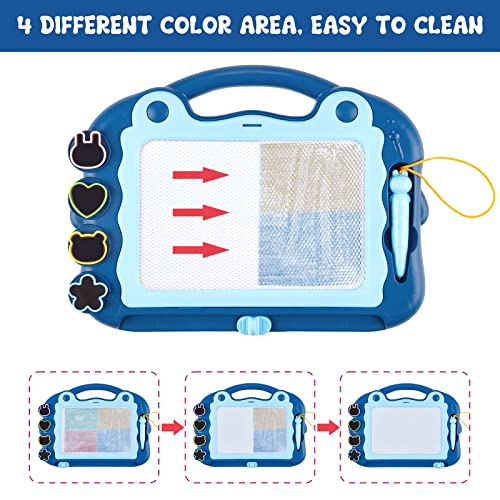Sarsumir Magnetic Drawing Board, 3023cm 4 Colors Doodle Scribble Board Erasable Sketch Writing Pad with 4 Stamps & Removable Legs Educational Toy for 2 3 4 5 6 Year Old Boys Girls Kids Toddlers, Blue - Image 3