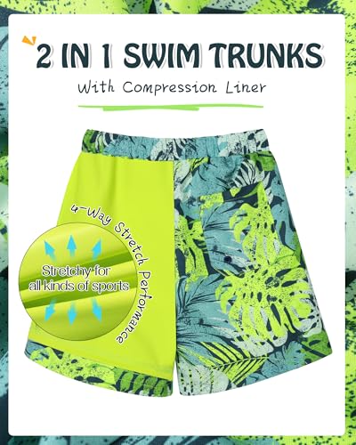 Boys Swim Trunks with Compression Liner Teen Kids Swimsuit Youth Swim Shorts Quick Dry Swimming Trunks & Board Shorts3