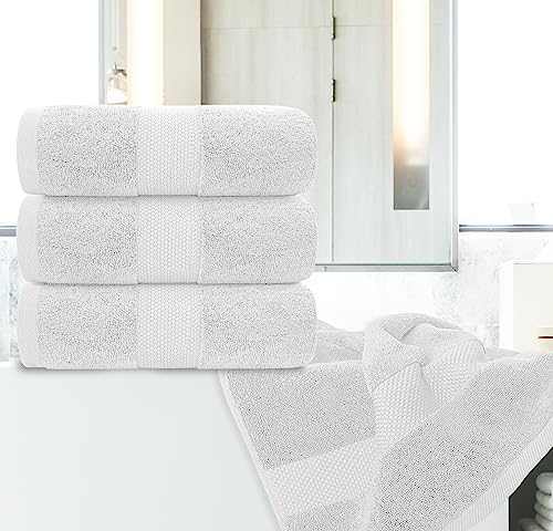 Image of White Classic Luxury Bath Towels Set of 4 Large - 700 GSM Cotton Ultra Soft Bath Towels 27x54 | Highly Absorbent and Quick Dry | Hotel Towels for Bathroom Luxury, Plush Shower Towels, Silver