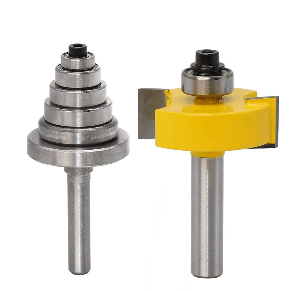 Yingshi Art With 6 Adjustable Bearing Rabbeting Bit,8Mm Shank Rabbet Router Bit Set.