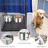 Futternapf für Hunde aus Edelstahl - Futterstation zum Aufhängen für Hunde und Katzen | für Hundehütten, Käfige und Schnellkäfige, Futterlösung