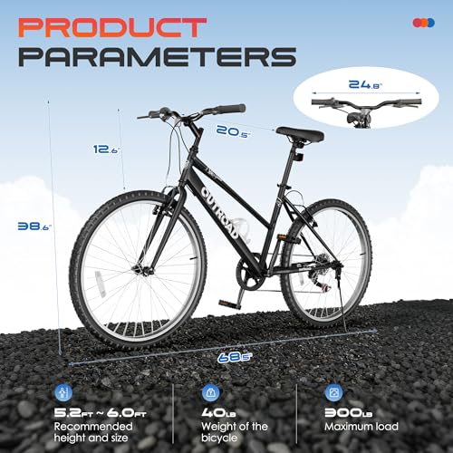 26 inch 7-Speed Commuter Bicycle,Hybrid Bicycle,Men’s