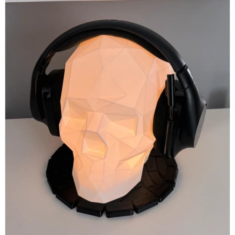 3D Printed Skull Headphone Stand with LED Lamp – Unique Desk Gift for Gamers, Offices & Home Decor-image-41