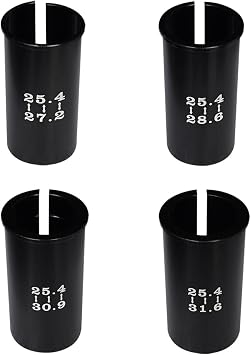 Set of 4 Sizes Bike Seat Post Adapter Shim Seat Post Adapter Bicycle Seat Tube Conversion Sleeve 25.4mm to 27.2/28.6/30.9/31.6mm 60mm Length Aluminum Alloy for Road Mountain Bike MTB