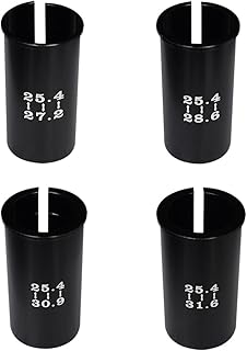 Set of 4 Sizes Bike Seat Post Adapter Shim Seat Post Adapter Bicycle Seat Tube Conversion Sleeve 25.4mm to 27.2/28.6/30.9/31.6mm 60mm Length Aluminum Alloy for Road Mountain Bike MTB