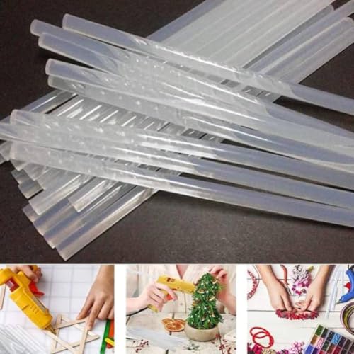 Image of Transparent Hot Melt Glue Sticks - Pack of 10 | Strong Adhesive | 11mm x 200mm | Compatible with Standard Glue Guns | Quick Bonding for DIY, Craft, Wood, Plastic, Fabric & More