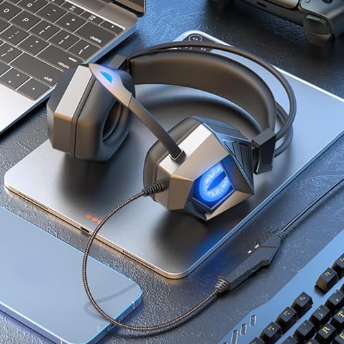 Image of Pongnas Wired Gaming Headset with Clear Stereo Sound Ergonomic Over Ear Design Noise Cancelling Mic for PC Blue
