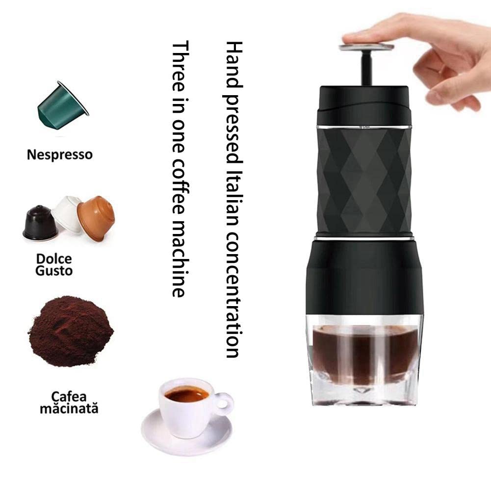 Cafetera expreso, cápsula de prensa manual, cafetera molida, máquina de café portátil, apta para café en polvo, cápsula de café