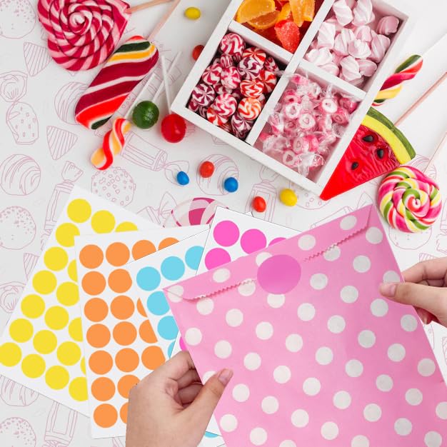 FINEASY 60PCS Sac Papier Cadeau, Sachet Bonbons Anniversaire Enfant Avec 210 U00c9tiquettes, Pochette En Papier 18,2x13cm Pour Mariage Fu00eate