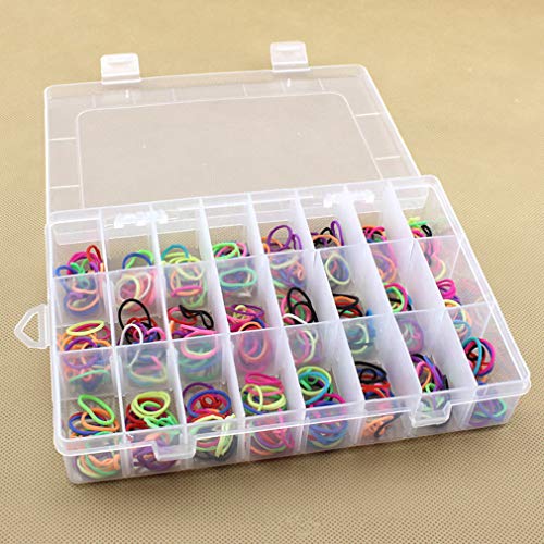 Image of 24 Girds Rectangle Clear Plastic Storage Box, Jewelry and Crafts Organizer Container with Adjustable Dividers(2 Pack)