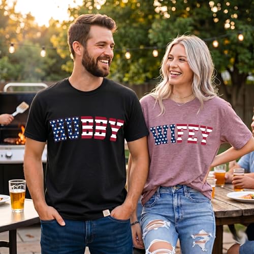 Image of Anniversary Matching Shirts, for Couple, Heart Design T-Shirt Set, Wedding Present, Honeymoon Outfit