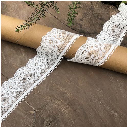 Yachirobi 2 inch Lace Trim, 5cm in Width, 6 Yards Long White lace Ribbon for Dressing Sewing, Sleeve lenghtening