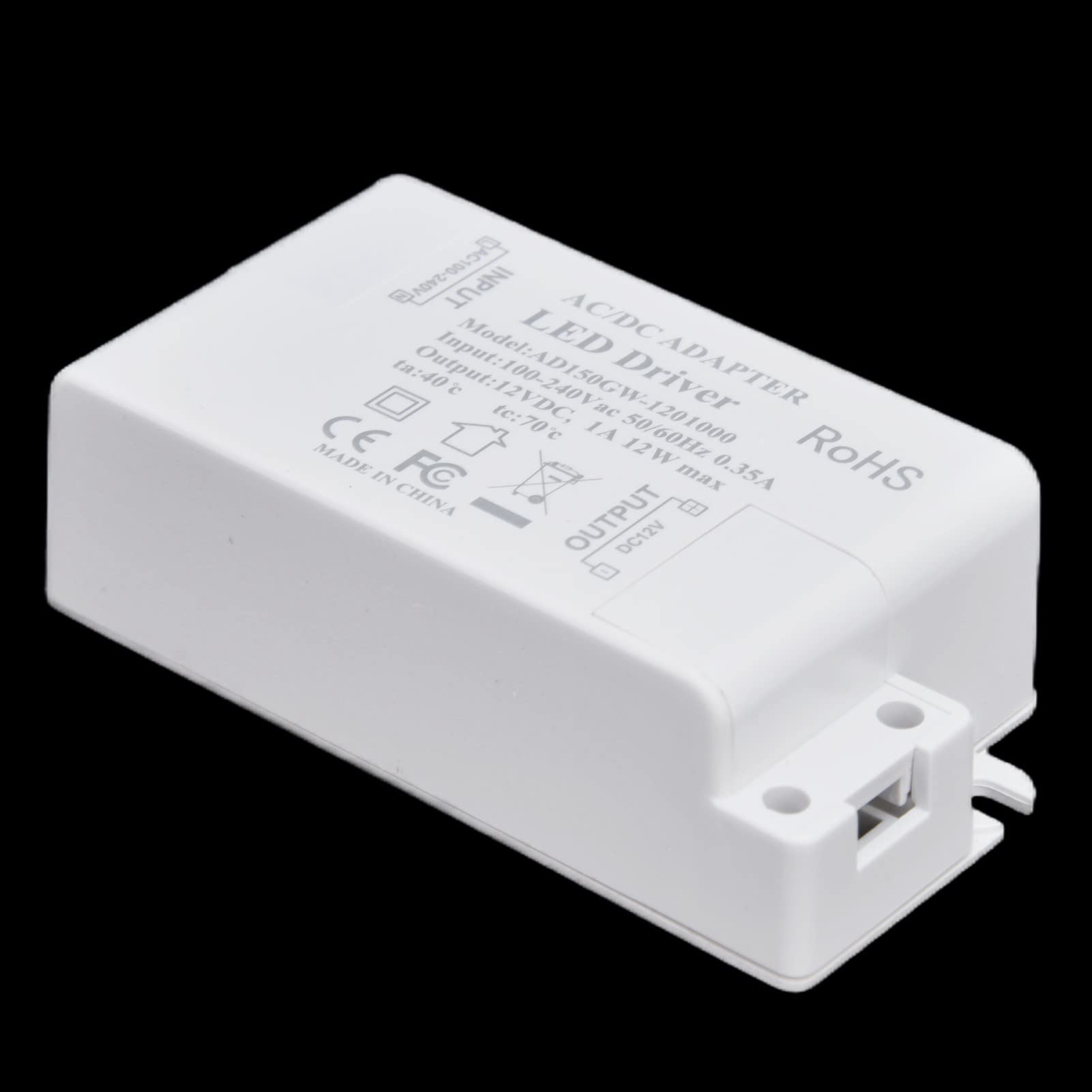 Transformator sterownika LED do oświetlenia wewnętrznego LED format, zamknięte bezpieczeństwo AC100240V/0,35A DC12V/1A 12W G4 MR11 MR16 ABS Materiał 5 lat żywotności, #311