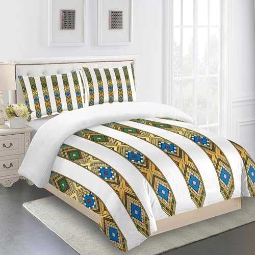 Housse de couette éthiopienne blanc et or lit Queen et King