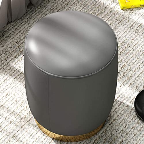 Tabouret de canapé de luxe en cuir gris et structure fer forgé