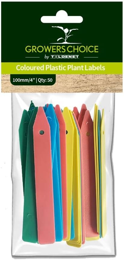 Tildenet 100 mm/ 4 inch Plastic Plant Labels, Multi-Color