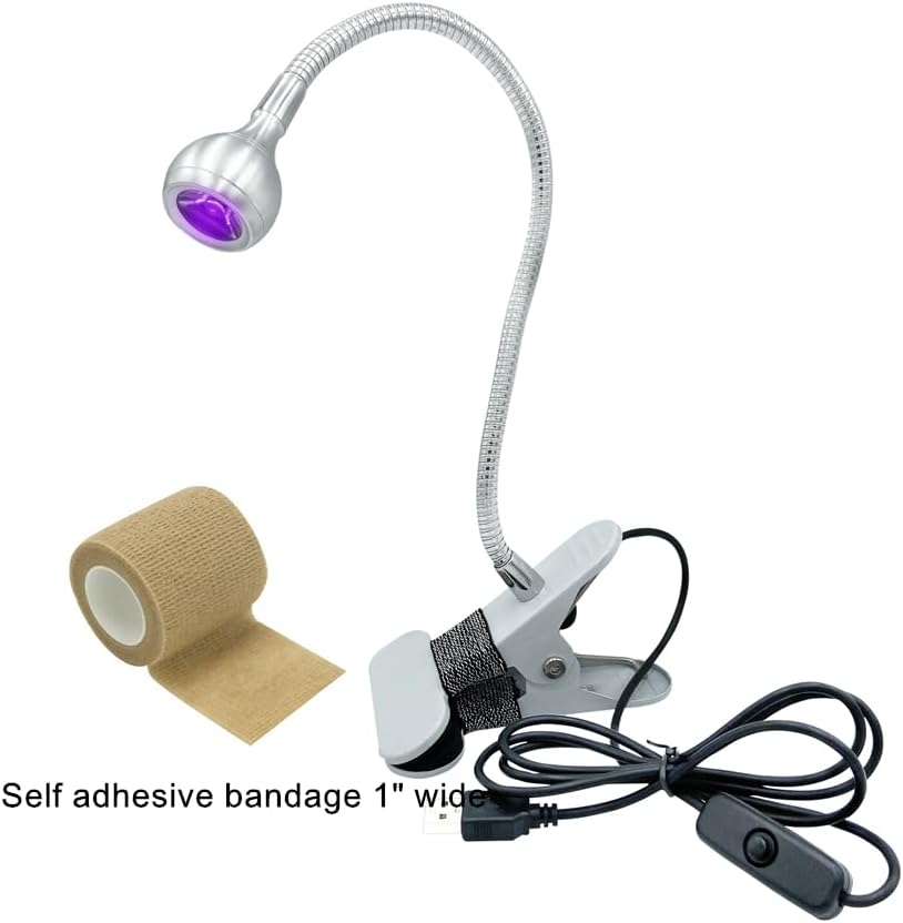 Gel X led UV Nail lamp- 360° Flexible Arm with Clip-On Base, 5V USB gooseneck UV lamp for Gel x Nails Tips, Gel Nail Polish & Nail Art - Includes Protective Finger Bandages