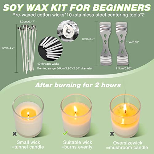 Clear Ingredient Natural Soy Wax Flakes 2 Pounds, Real Pure Soy Wax With Detailed Instructions, Include Pre-Waxed Cotton Wicks, Stainless Steel Centering Device #TOP3