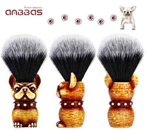 Rasierpinsel Vegan mit Reisedose Rasierset Classic Nylon Fibre Harzgriff Anbbas Größe Shaving Bürste (Knot 22mm) (Braun) - Image 5