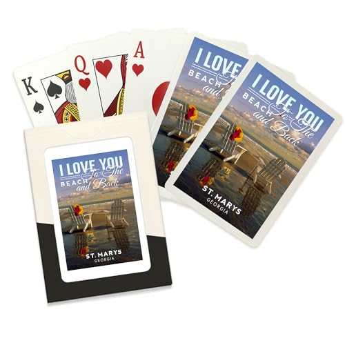 Lantern Press St. Marys, Georgia, Adirondack Chairs on The Beach, Love You to The Beach and Back (52 Playing Cards, Poker Size Card Deck with Jokers) -  LANT-3P-CD-112283