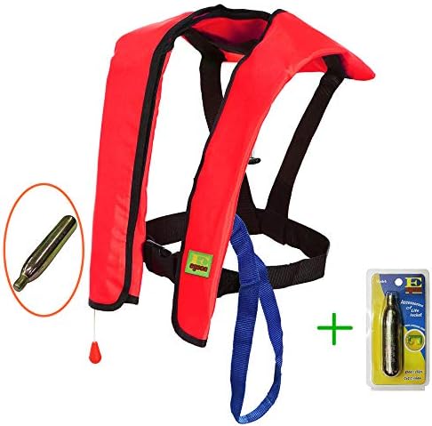 Eyson Life Jacket Inflatable PFD Adult, Life Vest Preservers Automatic and Manual Lightweight and CE Certificated, 150KG (330lb) 2 Cartridges