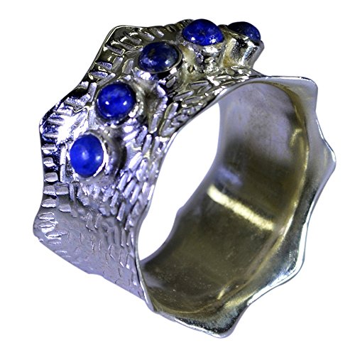 Bague Lapis Lazuli en argent massif pour alliance faite main taille H à Z